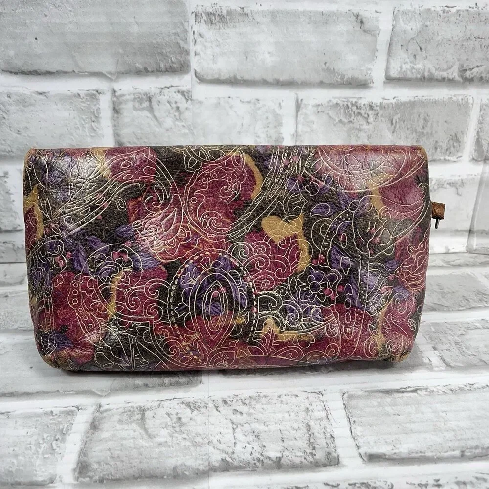 Patricia Nash Foldover Floral Embossed Leather Wristlet Clutch Handbag